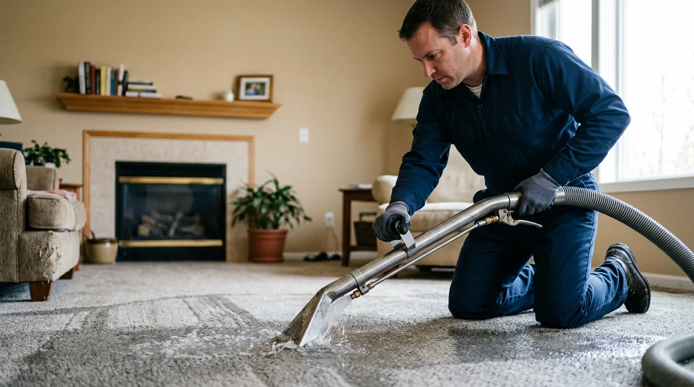 Water damage restoration technician working near Flynn, TX